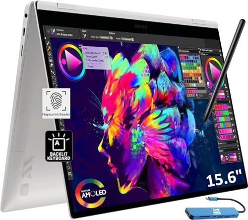 Samsung Galaxy Book2 Pro 360 2-in-1 Laptop for Creator, Photographer, Designer (15.6" FHD Touchscreen, Intel Core i7-1260P, 16GB RAM, 2TB SSD, Active Stylus) Backlit, Fingerprint, IST Hub, Win 11 Pro