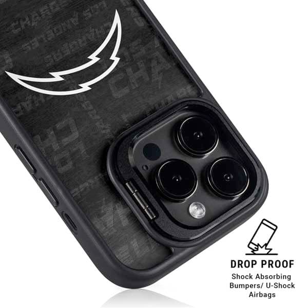 Skinit Kickstand Phone Case Compatible with iPhone 15 Pro - Officially Licensed NFL Los Angeles Chargers Black & White Design 5