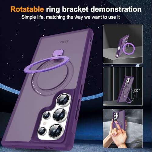 SKYLMW Compatible with Samsung Galaxy S24 Ultra Case with Magnetic Ring Stand, Purple 2