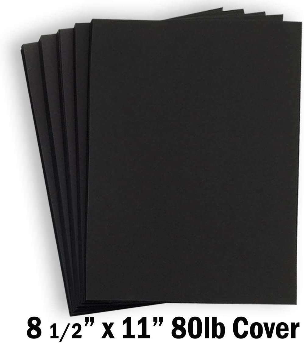 Hamilco Black Colored Cardstock Thick Paper - 8 1/2 x 11" Heavy Weight 80 lb Cover Card Stock - for Scrapbook Craft Calligraphy or Chalkboard Papers for Printer - 50 Pack 2