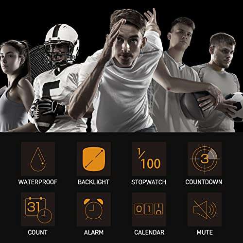 dretec Digital Stopwatch Timer Waterproof Backlight Alarm Calender for Swimming Running Training Kids Coaches Black 5