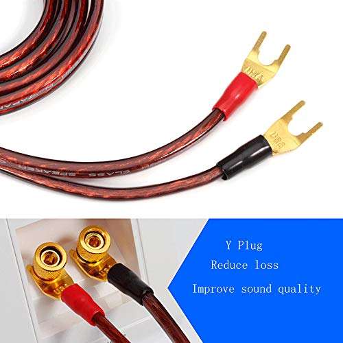 HiFi OFC Speaker Cable with Banana Plug to Y Spade Plug, 4mm Banana Plug to Fork Plug Speaker Wire Cord Jumper Cable for Speaker Amplifier -2PCS (2M) 6