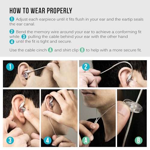 MEE audio M6 PRO In Ear Monitor Headphones for Musicians, 2nd Gen Model With Upgraded Sound, Memory Wire Earhooks & Replaceable Cables, Noise Isolating Professional Earbuds, 2 Cords Included (Clear) 5