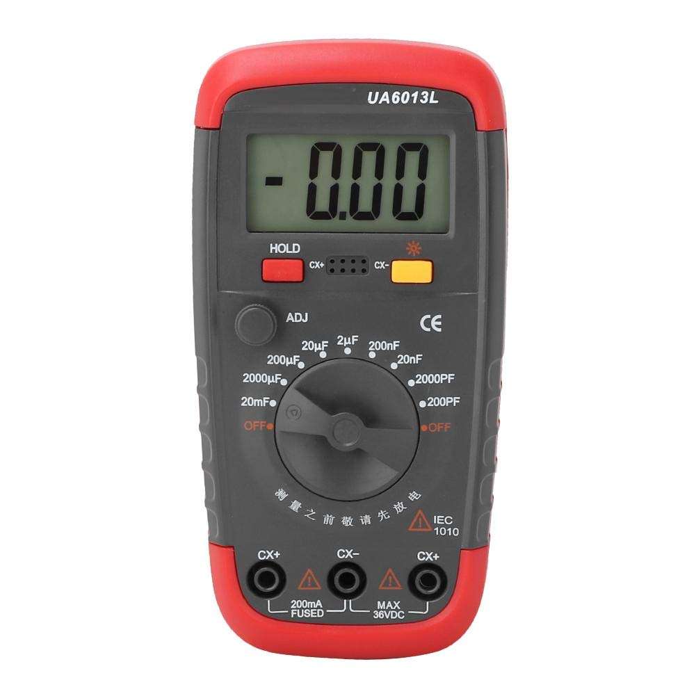 Akozon Multimeter Digital Capacitance Meter Capacitor Tester 0.1pF to 20000uF UA6013L Professional Handheld LCD Digital Capacitance Meter Capacitor Meter Tester 1