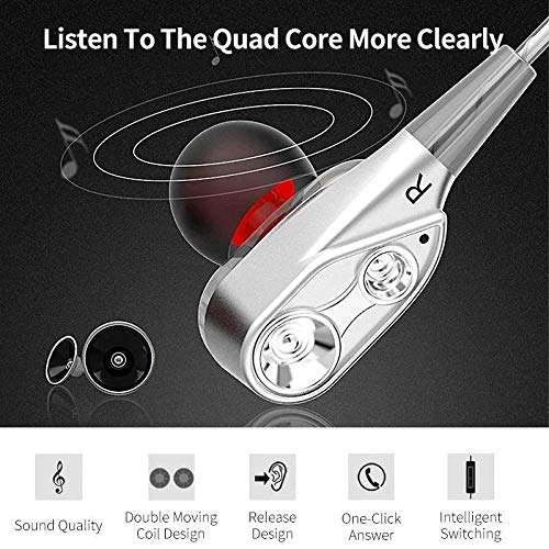 Raptas Headphone 4D Deep Bass Stereo Earphone Dual Driver Sport Wired Headset with c for All Smartphone 6