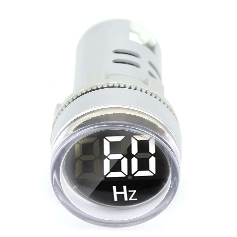 ViaGasaFamido Mini Round LED Digital Display Signal 20-75Hz AC Hz Indicator Frequency Meter Monitor Meter Gauge Tester Volt Monitor Indicator Light Panel AD16-22DSH(White) 6
