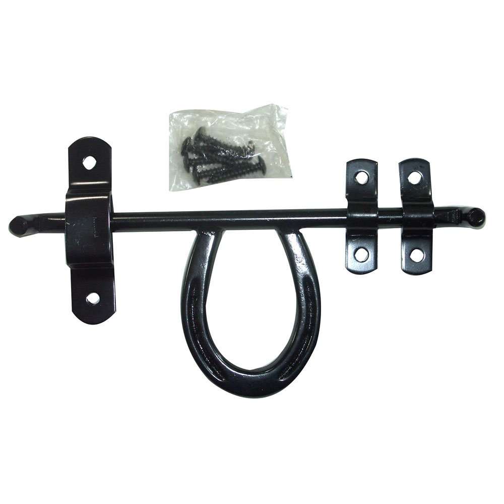 Intrepid International Horseshoe Barn Door Latch - Heavy-Duty Steel Hardware Included, Weatherproof Rust-Resistant Design for Stylish and Secure Sliding Barn Doors, Black, 10-Inches 1