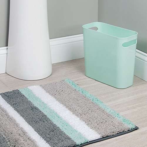 iDesign Stripz Bath, Machine Washable Microfiber Accent Rug for Bathroom, Kitchen, Bedroom, Office, Kid's Room, 21" x 34", Mint and Gray 3