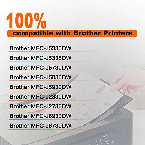 Linkjet Compatible LC3019 Ink Cartridge Replacement for Brother LC3019 LC3019XXL Ink Cartridge for Brother MFC-J5330DW MFC-J6530DW MFC-J6730DW MFC-J6930DW(2 Black,1 Cyan,1 Magenta,1 Yellow) 5-Pack 4
