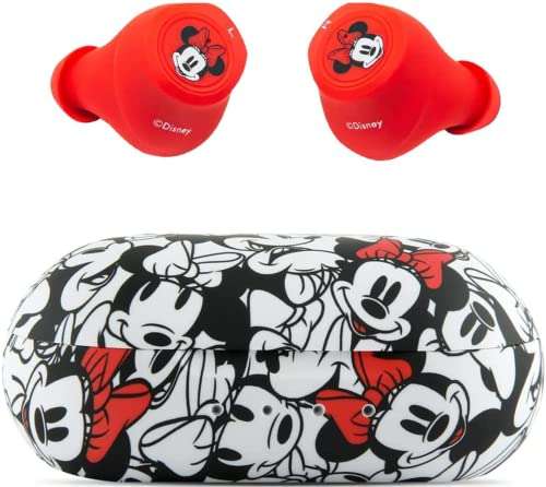 Disney Minnie Mouse Bluetooth Earbuds with Charging Case- Bluetooth Wireless Headset with Built-in Mic and 30 Hours of Playtime- Minnie Mouse Gifts for Women, Men and All Fans of Disney Gifts