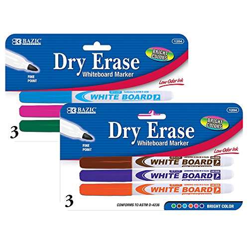 BAZIC Bright Color Fine Tip Dry-Erase Marker (3/Pack) (4/Pack)