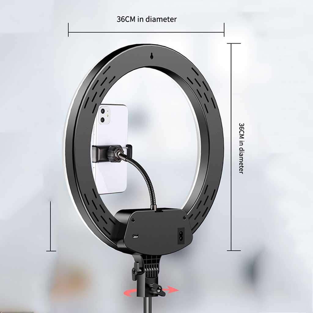 Ring light LED 14.17 Inches, with Tripod Stand for YouTube Videos and Makeup, LED Camera Light with Mobile Phone Holder, LED with 3 Lighting Modes HuaYing 3