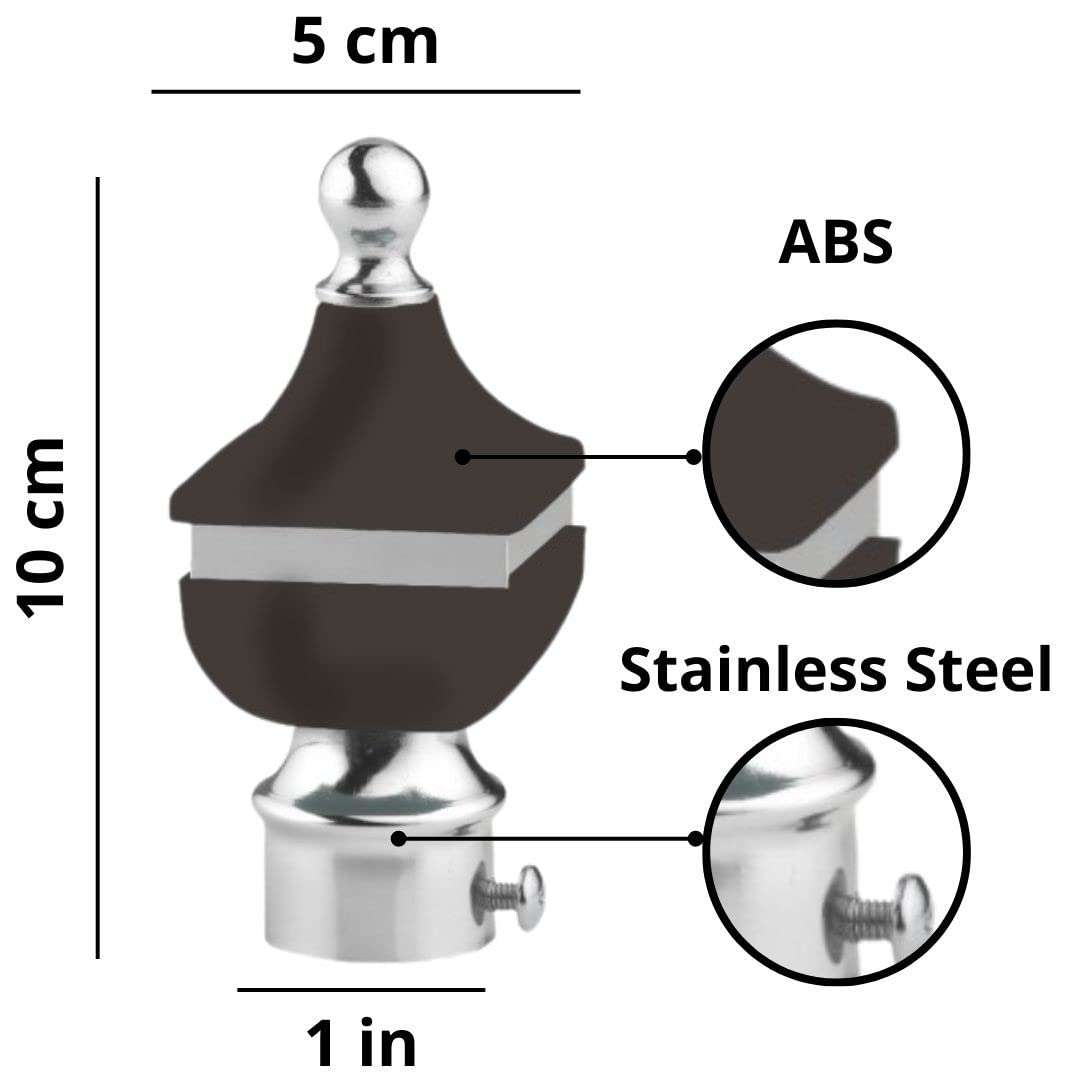 Rkoing ABS + Stainless Steel Curtain Bracket Parda Holder with Support 1 Inch Rod Pocket Finials Window Rod Support Fittings (Black, Pack 14) 5