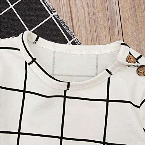 Cute Toddler Kids Baby Girls Long Sleeve Plaid Dress+Headband Outfit Clothes Set (3-4T, White) 4