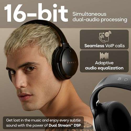 Boult Newly Launched Q Over Ear Bluetooth Headphones with 70H Playtime, 40mm Bass Drivers, Zen™ ENC Mic, Type-C Fast Charging, 4 EQ Modes, Bluetooth 5.4, AUX Option, IPX5 Wireless Headphones (Black) 5