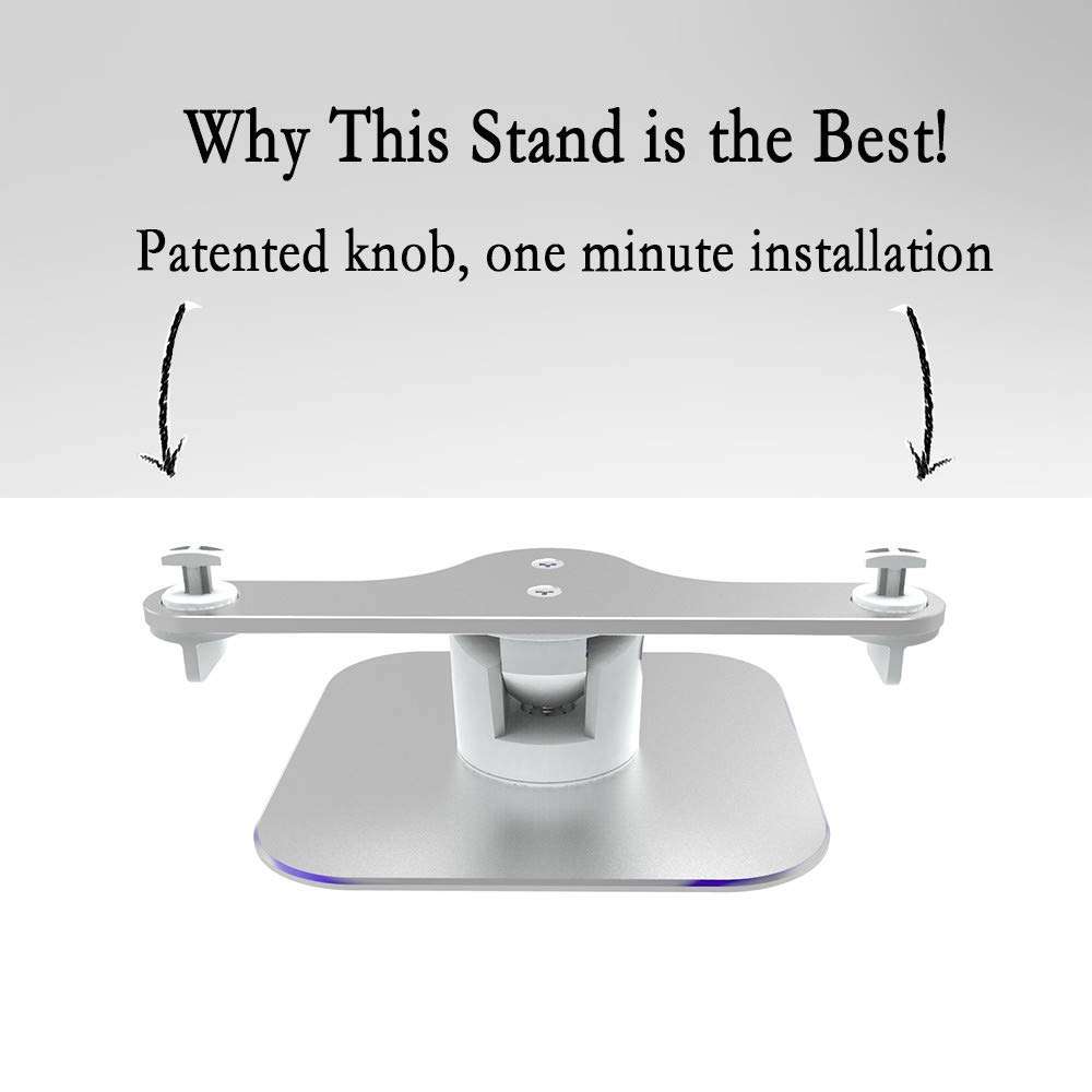 Echo Show Stand Aluminum Swivel Stand for Amazon New Echo Show 2nd Gen Speaker Accessories Horizontal 360 Rotation Longitudinal Angle Change Base White(Rotation Shaft)+Silver MC207-02 4