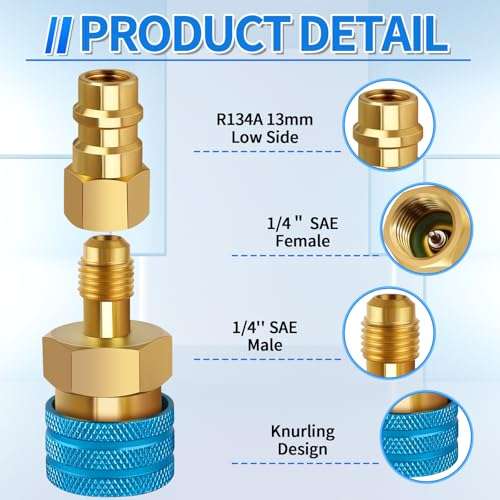 Boltigen R1234yf to R134a Adapter, R134a Adapter, R134a to R1234yf Adapter Kit, for R1234yf/R134a Car AC Refrigerant System 2