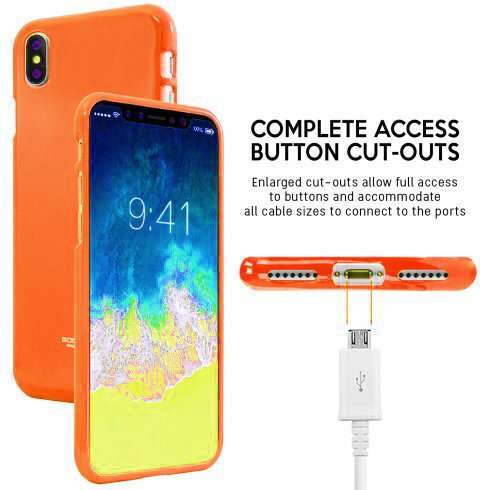 Mooya Jelly Series [Thin Slim] Phone Case [Flexible] Pearl Glitter Jelly [Drop Protection] Reinforced TPU Case [Lightweight] Bumper Cover for（iPhone 11 Pro,Neon Orange 5
