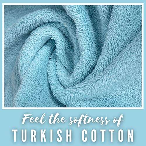 Hotel & Spa Quality, Super Soft, Highly Absorbent & Soft Decorative Kitchen & Bathroom Sets, Genuine Cotton 6 Piece Towel Set, Includes 2 Bath Towels, 2 Hand Towels, 2 Washcloths, Aqua 4