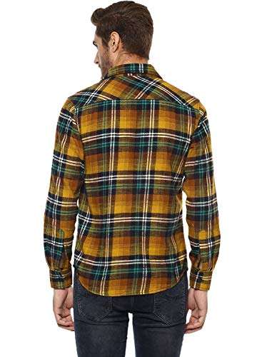 Mufti Men's Checkered Slim Fit Casual Shirt (MFS-9096-G-12-YELLOW-XL_Yellow_XL) 3