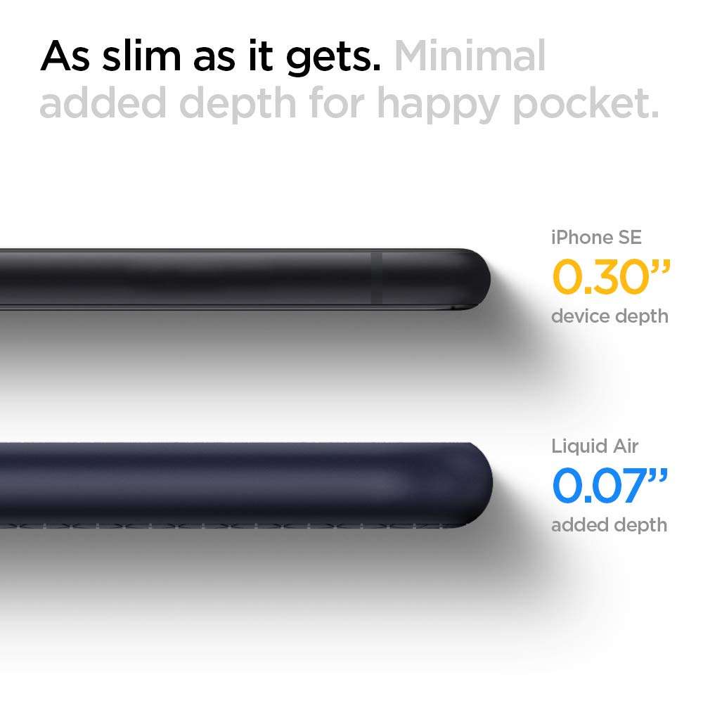 Spigen Midnight Blue Silicone Case for iPhone SE 2020/iPhone 8/iPhone 7 with Air Cushion Technology and Tactile Buttons 5