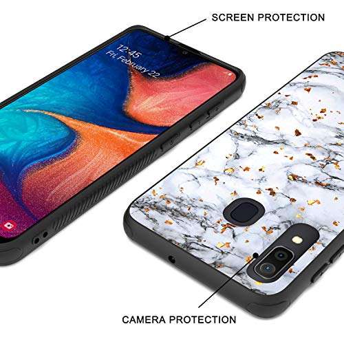 EnCASEs Cell Phone Case for Samsung Galaxy A20 / A30 / A50, TPU Chrome Flake Marble Hybrid Bumper Shockproof Anti-Slip Case Cover, White 4