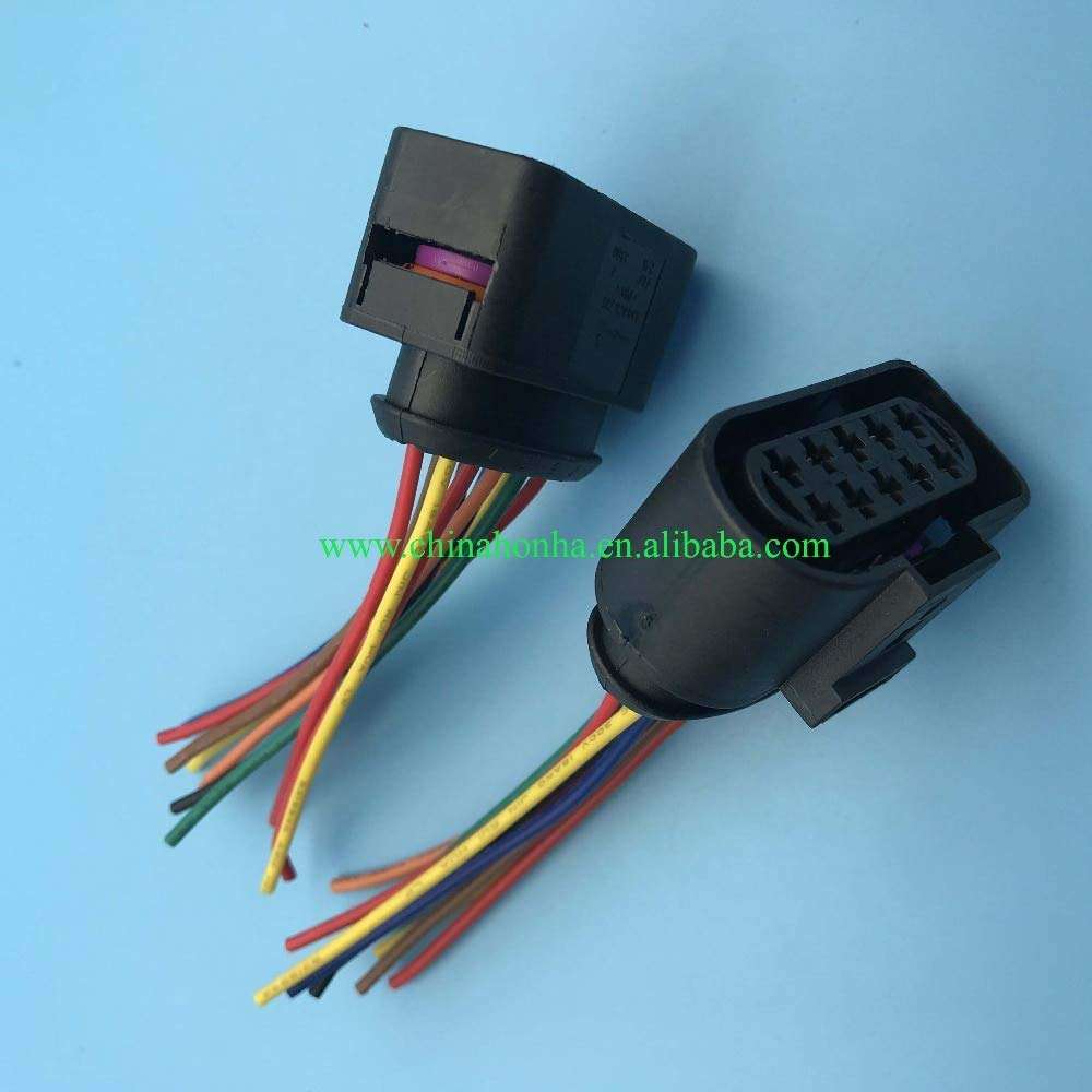 Davitu Cables, Adapters & Sockets - 2/5/10/20 pcs HeadLight Headlamp Pigtail 10 pin Connector Adapter harness 1J0973735 1J0 973 735 with 10cm 18AWG - (Color Name: 50 pcs) 1