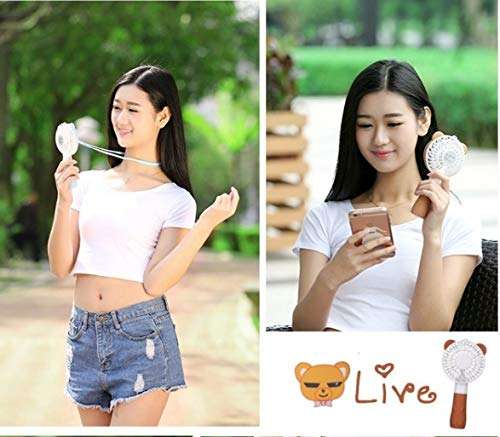 TOPREDO® Portable Cute Bear Handheld Fan 4 Speed Strong Wind Mini USB Strong Wind 3 Hours Runtime Fan for Girls,Women,Travel,Office,Outdoor (Pink) 6