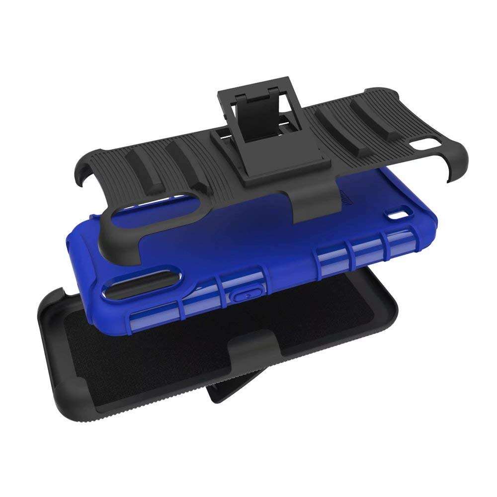 for Samsung Galaxy A01 (SM-A015F SM-A015V A015M), Case + Tempered Glass Sceeen Protector, Anti-Slip Shockproof Rugged Belt Clip Holster Heavy Duty Hybrid Tough Armor Case w/h Kickstand (Blue) 5