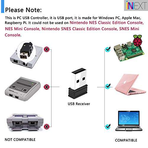 SAFFUN 2 Pack 2.4 GHz Wireless USB Controller Compatible with Super NES Games, SNES Retro USB PC Super Classic Controller for Windows PC MAC Linux Genesis Raspberry Pi Retropie (Purple/Gray) 6