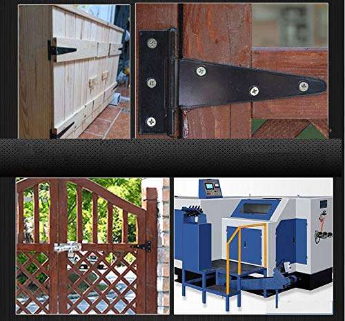 4 Inch Heavy Duty T Strap Shed Door Hinges 6 PCS Black Barn Door Gates Tee Hinge Wrought Hardware Iron Rustproof 6