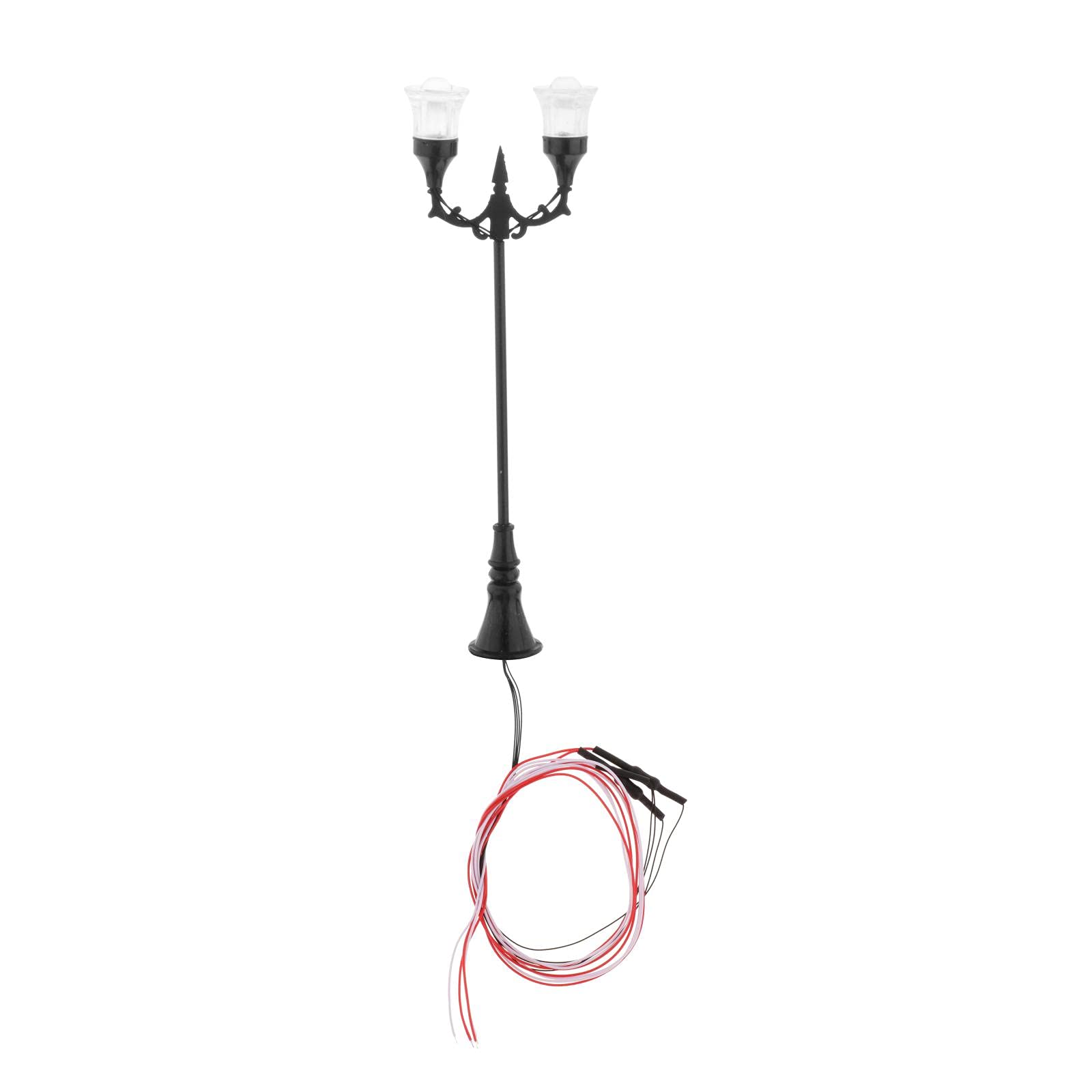 CALANDIS 10pcs LED Street Light Railway Lamp 1:100 HO Gauge White LED Dual Head 5