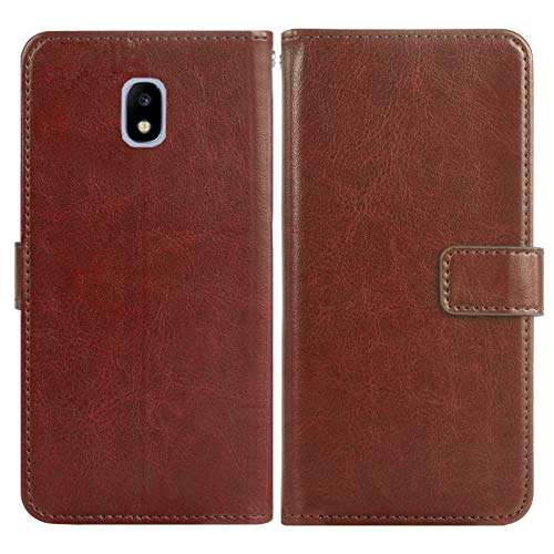Asuwish Compatible with Samsung Galaxy J3 Luna Pro J 3 Prime 2017 Emerge 3J Eclipse Mission Wallet Case Tempered Glass Screen Protector and Flip Cover Card Holder Phone Cases for Glaxay S327VL Brown 5