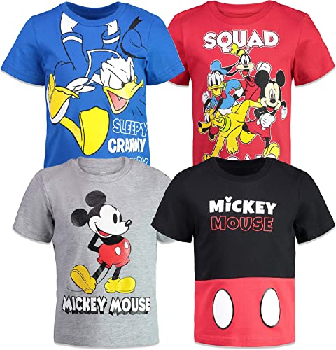 Disney Mickey Mouse Donald Duck Goofy Pluto Toddler Boys 4 Pack Graphic T-Shirts 3T