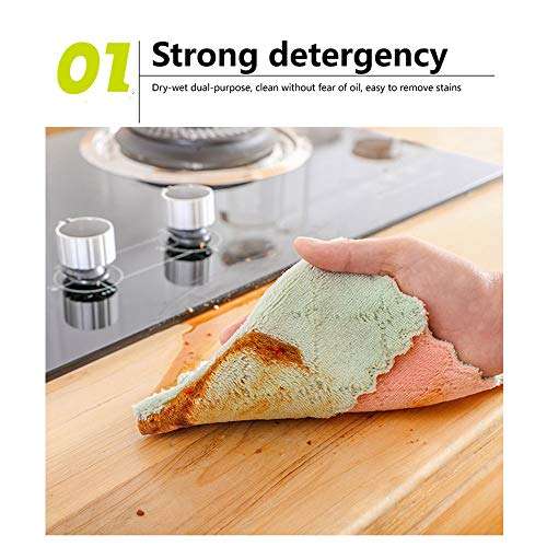 iSTONE 15 Pack Kitchen Cloth Dish Towels, Cleaning Clothsï¼Å’Premium Dishcloths, Super Absorbent Coral Velvet Dishtowels, Household Cleaning Clothsï¼Å’Nonstick Oil Washable Fast Drying 5