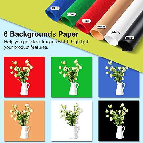 Photo Light Box 24x24x24 inch, Photo Box Photography Professional 120 LED Light Shooting Tent Table Top Lighting Kit with 6 Background Papers 2