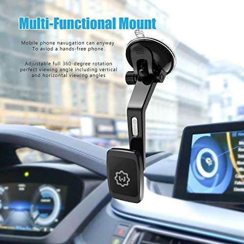 WixGear Magantic Mount, Universal Dashboard Curved Magnetic Phone Car Mount Holder for Cell Phones and Mini Tablets with Fast Swift-snap Technology, Magnetic Cell Phone Mount 3