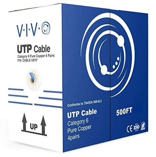 VIVO 500ft Bulk Cat6 Wire, Full Copper Ethernet Cable, 23 AWG, UTP Pull Box, LAN Network, Blue, CABLE-V017 1