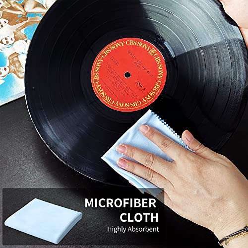 Anti-Static 200ML (6.7oz) Audiophile LP Vinyl Record Cleaning Brush Kit Velvet Record Brush, XL Cleaning Liquid, Stylus Brush Travel Pouch 6