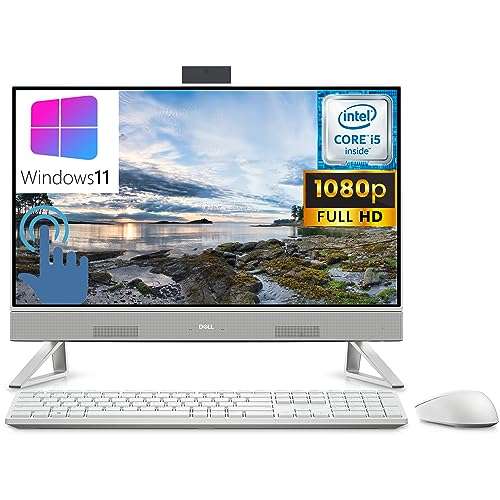 Dell Inspiron 24 5410 23.8" Touchscreen FHD All-in-One Desktop Computer, 12th Gen Intel 10 Cores i5-1235U, 16GB DDR4 RAM, 512GB PCIe SSD, WiFi 6, Bluetooth 5.2, pop-up Webcam, White, Windows 11 1