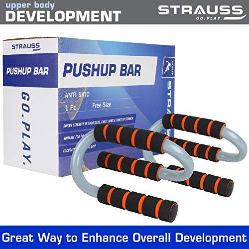 Strauss S Shape Push up Bar, Pair (Black/Orange) 5