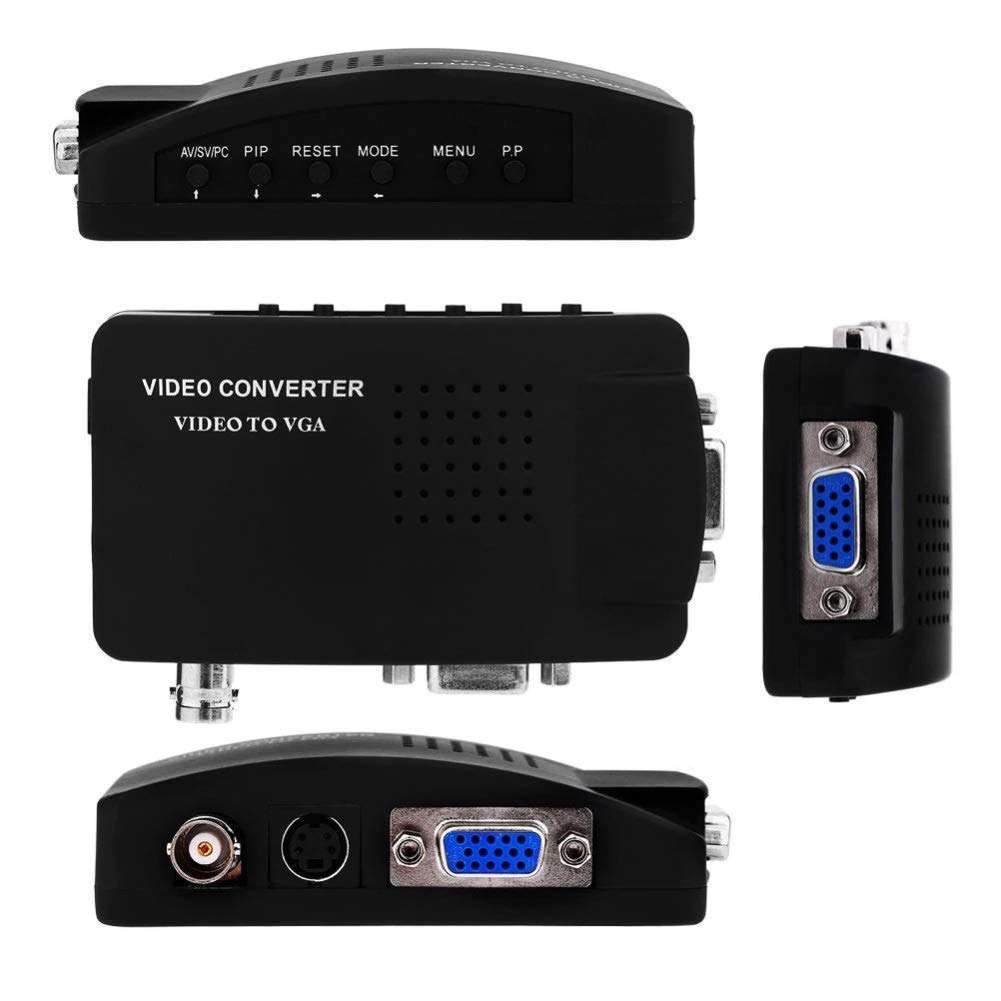 Yosoo CCTV BNC Camera Composite S-Video to VGA Converter Adapter in to PC VGA LCD Out 4