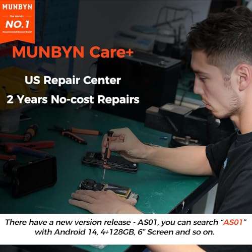 MUNBYN Android 13 Barcode Scanner Handheld Mobile Computer 1D/2D QR, US Repair Center, 2 Years No-Charge Repairs, Zebra SE4750 Engine, 8000mAh, Full Screen with Pistol Grip, 4G, Wi-Fi, PDA Scanner 2