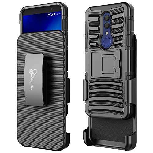 E-Began Case for Alcatel TCL A1X (A503DL), Alcatel Onyx (5008R) with Tempered Glass Screen Protector (Full Coverage), Belt Clip Holster Kickstand Shockproof Protective Heavy Duty Armor Case (Black) 6