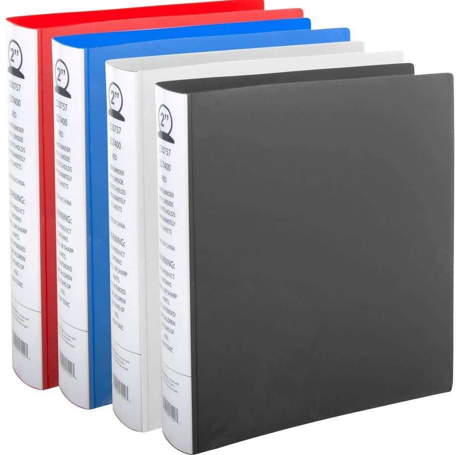 25 Pack Binders 3 Ring 2 Inch with Pockets Bulk for Classroom, Office, Portfolios, Presentations, Budgets