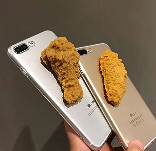 Super Vivid 3D Fried Chicken Leg Fried Chicken Wings Transparent Soft TPU Protective Skin Case Cover for Iphone5 5S SE 6 6S 7 8 X 6P 7P 8P (Fried Chicken Leg, for iPhone 7P 8P) 6
