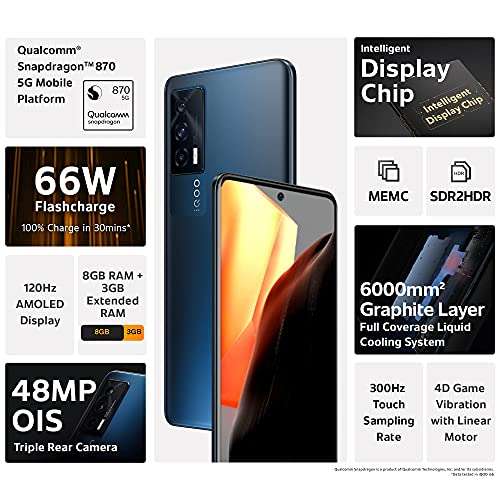 (Refurbished) iQOO 7 5G (8GB RAM, 3GB Extended RAM, 128GB Storage) - Storm Black 3