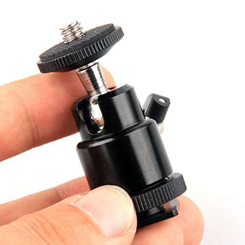 Adjustable Swivel Angle Ball 1/4" Hot Shoe Mount Adapter Holder Camera Video,Black,Pack of 1 6