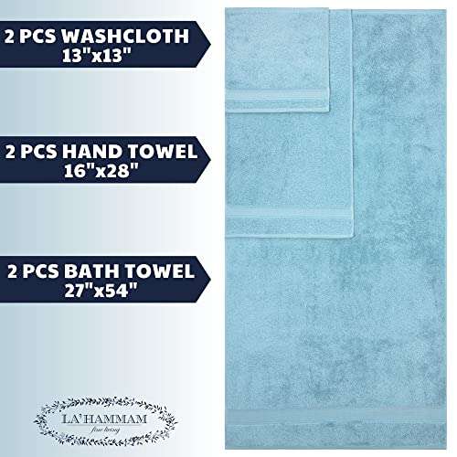 Hotel & Spa Quality, Super Soft, Highly Absorbent & Soft Decorative Kitchen & Bathroom Sets, Genuine Cotton 6 Piece Towel Set, Includes 2 Bath Towels, 2 Hand Towels, 2 Washcloths, Aqua 5
