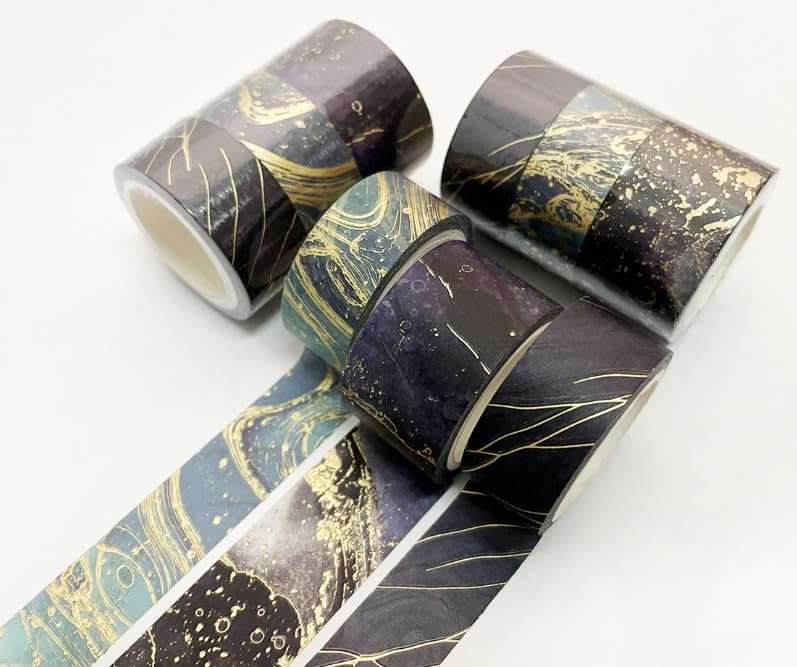 Gold Veins Washi Tape Gorgeous Foil Masking Tape Set Decorative for Arts, DIY Crafts, Journal Supplies, Planners, Scrapbook, Card/Gift Wrapping 4
